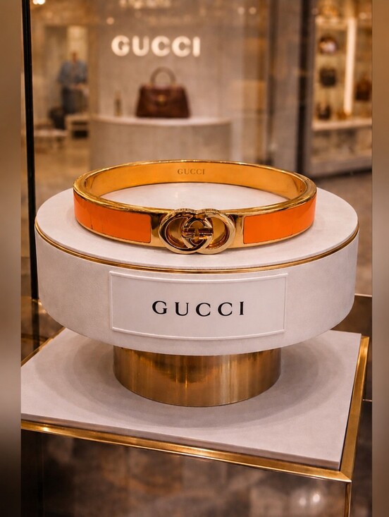 Jewelry - Elegant Orange And Gold Tone Bracelet With GG Logo
